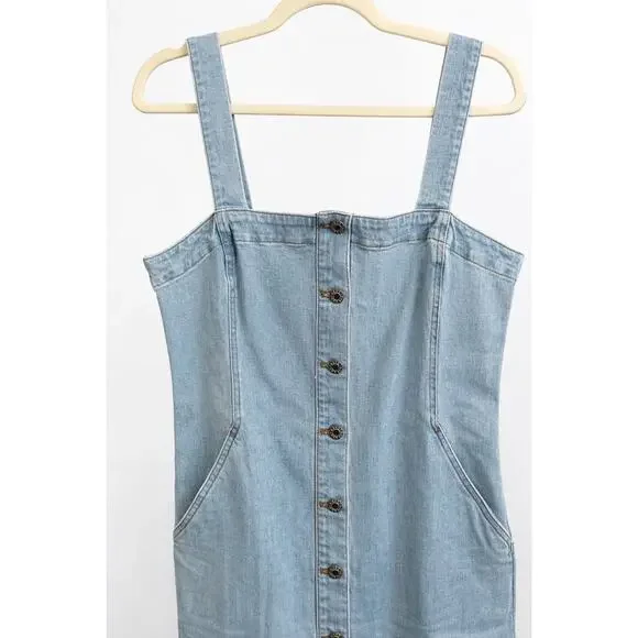 Club Monaco Denim Button Front Midi Dress Indigo Blue Size 10 NWT $249 Retail - Picture 8 of 11